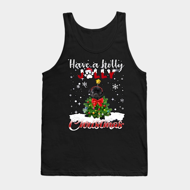 Have A Holly Jolly Christmas Black Pug Dog Xmas Tree Tank Top by nakaahikithuy